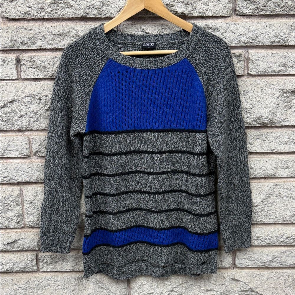 Point Zero Charcoal and Cobalt Crew Neck Sweater